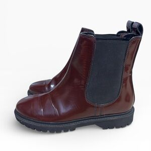 Find. Burgundy Chelsea Boots Lug Sole Ankle Booties Size US 8 Trendy 90s